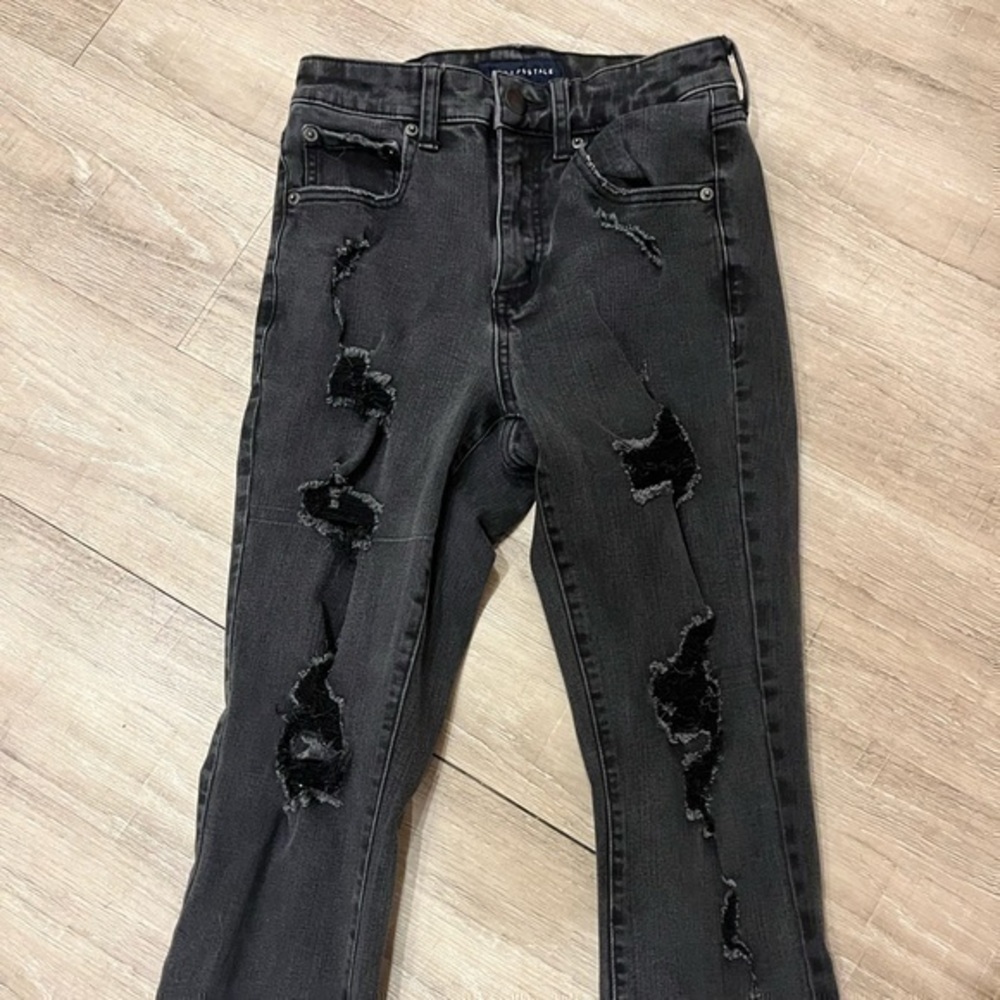 Aeropostale High Rise Jegging 4 Reg Black Distressed